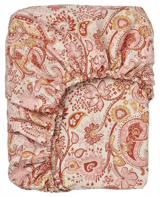 Produktbild von IKEA RODGERSIA Spannbettlaken mit Gummi, Rosa/Weiß, Paisley