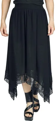 Produktbild von Black Premium by EMP Damen schwarzer langer Rock mit Spitzendetails M