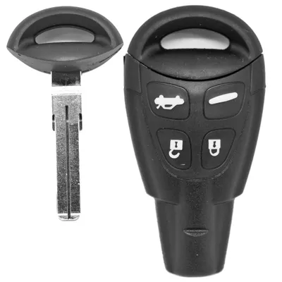 Produktbild von Auto Schlüssel Smartkey Funk Fernbedienung Sender 4 Tasten Gehäuse + Notschlüssel Rohling kompatibel mit SAAB