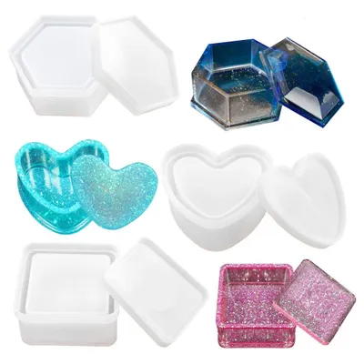 Produktbild von Silikonform Gießform, Box Lagerung Schmuck Silikonform, Quadratisch, Herzform, Rundes Harz mit Silikonmessbecher