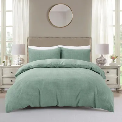 Immagine prodotto di Set di lenzuola per letto singolo, 135x200 cm, colore verde, in microfibra, traspirante