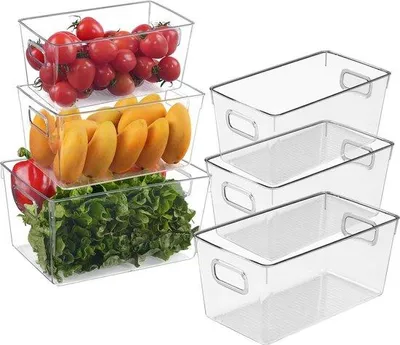 Produktbild von Kühlschrank-Organizer-Set mit Grifflöchern, Küchenhilfe, 3-teilig, weiß