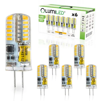 Obrázok produktu pre LUMILED LED žiarovky G4 Sada 6 žiaroviek 4W = 40W 3000K Teplá biela 380lm 360° 12V AC/DC Mini malá žiarovka Úspora energie žiadne blikanie SMD