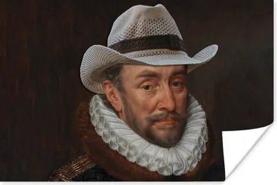 Produktbild von MuchoWow® Poster Wilhelm von Oranien - Adriaen Thomasz - Cowboyhut 90x60 cm - Schlafzimmer