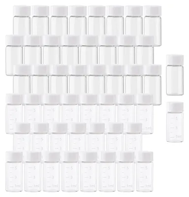50 Stück 5 ml Glasfläschchen mit Deckel, klar, für Proben