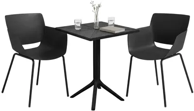 Zdjęcie produktu dla Zestaw mebli ogrodowych Norva składający się z 2 krzeseł | Kolor: czarny | Wymiary: 168x60x80 cm