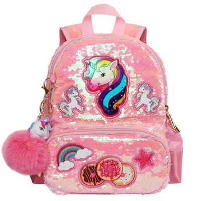 Image de Sac à dos pour enfant, modèle licorne, paillettes, rose, 33 cm
