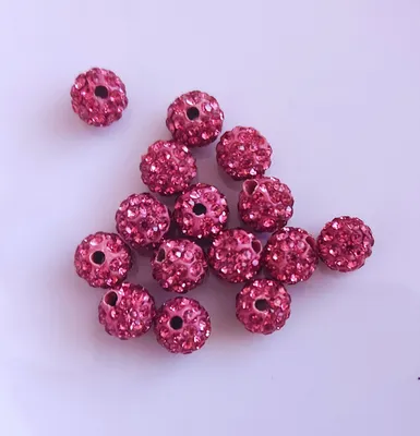 Produktbild von Shamballa Perlen, glitzer, 8 mm, 15 Stück, Pink