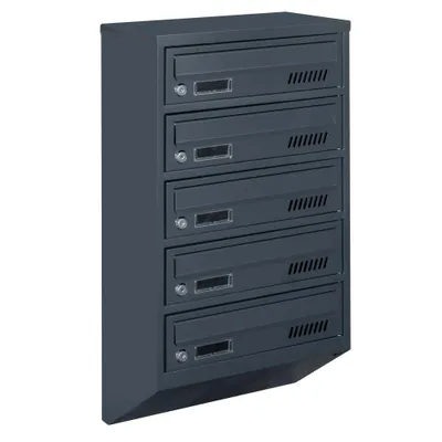 Image de Boîtes aux Lettres avec Fixation Murale Euro GDS 5 RAL 7016 anthracite Bloc de 5 portes
