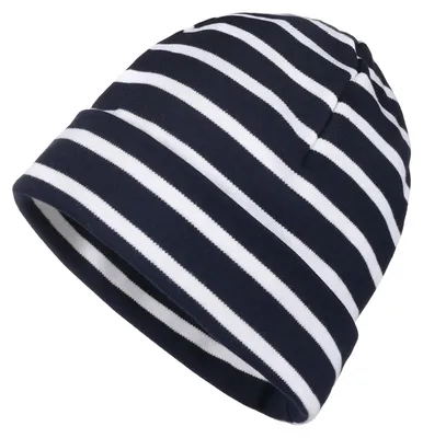 Produktbild von modAS Mütze Maritime Rollmütze Uni für Kinder und Erwachsene – Ringelmütze Baumwollmütze mit Streifen in Blau / Weiß bis 61 cm Kopfumfang