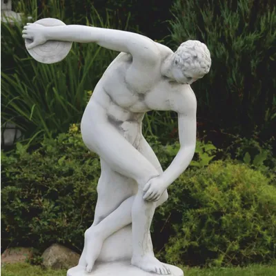 Produktbild von Casa Padrino Jugendstil Garten Deko Skulptur Diskuswerfer Weiß / Grau H. 93 cm