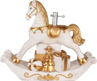 Produktbild von Clayre & Eef Weihnachtsbaumständer Schaukelpferd 73x21x61 cm Weiß Keramikmaterial