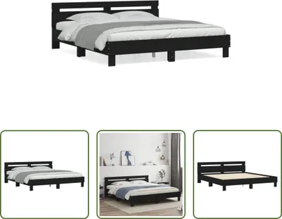 Produktbild von The Living Store Bettgestell mit Kopfteil Schwarz 200x200 cm Holzwerkstoff