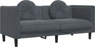 Produktbild von vidaXL Sofa mit Kissen 2-Sitzer Dunkelgrau Samt