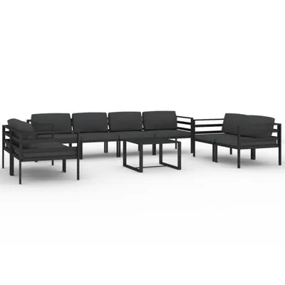 Produktbild von vidaXL 9-tlg. Garten-Lounge-Set mit Kissen Aluminium Anthrazit