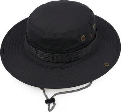 Productafbeelding van Fischerhut herenhoed - Lichtgewicht, ademende bucket hat van een katoenmix, opvouwbaar en verstelbaar (58-61 cm), brede rand - Zwart