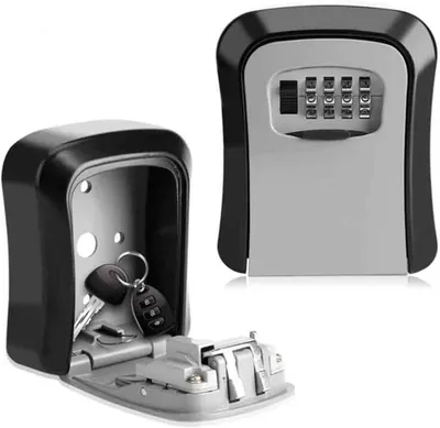 Imagen del producto de Caja de seguridad para llaves con código numérico de 4 dígitos, resistente a la intemperie, para uso en exteriores, 1 unidad, caja para guardar llaves para el hogar