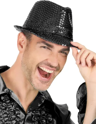 Immagine prodotto di Cappello da gangster con paillettes nero - taglia unica