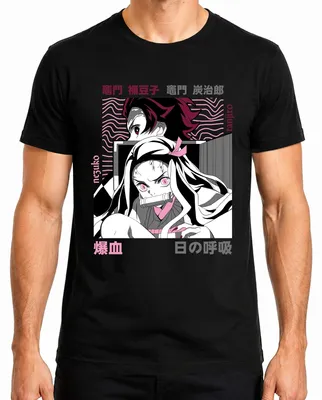 Produktbild von Kimetsu no Yaiba Nezuko Tanjiro Anime Dämonenjäger Japan Y2K Herren T-Shirt, Schwarz, XL