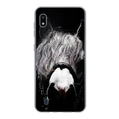 Produktbild von MuchoWow® Handyhülle Schutzhülle Hülle für Samsung Galaxy A10 Pferd - Porträt - Schwarz - Weiß Silikon Softcase Handy Hülle - Schutzhülle