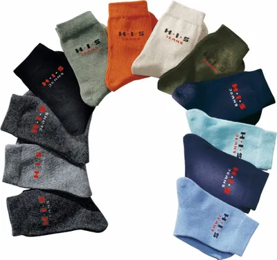 Produktbild von H.I.S. Kniestrümpfe Kinder Damen Herren Kniestrümpfe natürliche Baumwolle 4 -teilig schwarz, anthrazit, hellgrau, grau Größe 43/46