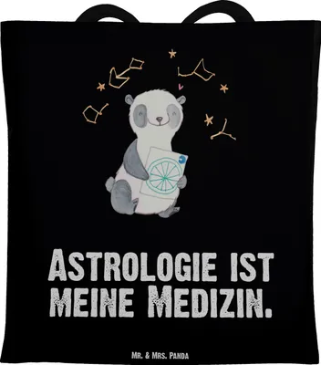 Produktbild von Mr. & Mrs. Panda Beutel Panda Astrologie - Schwarz - Geschenk, Sternbilder, Schultasche, Tote Bag, Laptoptasche, Einkaufstasche, Stoffbeutel, Horoskop, Jutebeutel
