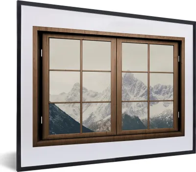 Produktbild von MuchoWow® MuchoWow® Gerahmtes Poster Aussicht - Berg - Schnee 40x30 cm - Poster mit zchwarzem Bilderrahmen - Bilderrahmen - Poster im Rahmen