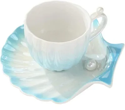 Produktbild von Cappuccino Tasse mit Untertasse 250ml Porzellan Farbverlauf-Blau 2er Set