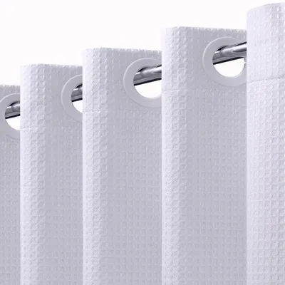 Produktbild von Unyqoos® Wasserabweisender weißer Duschvorhang mit Waffelmuster und beschwertem Saum