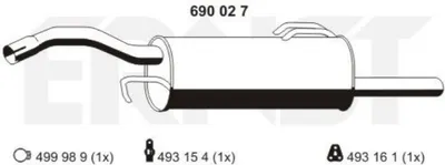 Produktbild von ERNST 690027 Endschalldämpfer für MITSUBISHI COLT VI (Z3A, Z2A) Auspuff