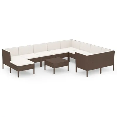 Produktbild von vidaXL 11-tlg. Garten-Lounge-Set mit Auflagen Poly Rattan Braun