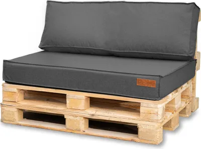 Produktbild von Vankúše z paliet 120 x 80 Sada pre paletový nábytok z europaliet Paletová pohovka EÚ Komplet sa skladá z 2 častí vo farbe: sivá