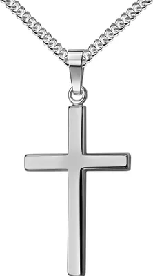 Produktbild von Kreuz-Anhänger hochglanz 925 Sterlingsilber Kettenanhänger  Mit Kette 45 cm