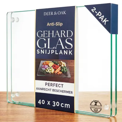 Produktbild von Set aus 2 Schneidebrettern aus Glas, 40 x 30 cm, 6 mm gehärtetes Glas