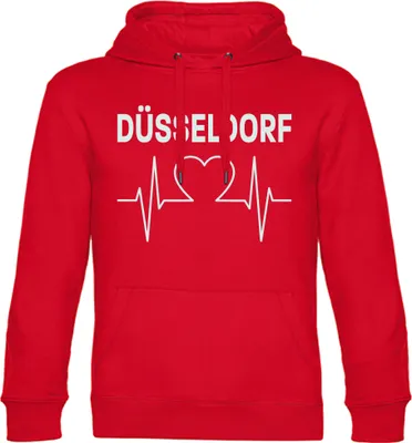 Produktbild von multifanshop Kapuzen Sweatshirt - Düsseldorf - Herzschlag, rot, Größe XL