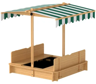 Produktbild von Outsunny Sandkasten 106x106 cm Kinder Sandbox mit höhenverstellbar Abdeckung