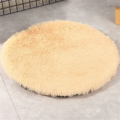 Obrázok produktu pre Podložka pre psa, peliešok pre domáce zvieratá, umývateľná, plyšová, žltá, priemer 80 cm