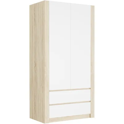 Produktbild von Framire Kleiderschrank 2-türig 180 x 90 x 55 cm, Modell MODERN B20, Sonoma Weiß