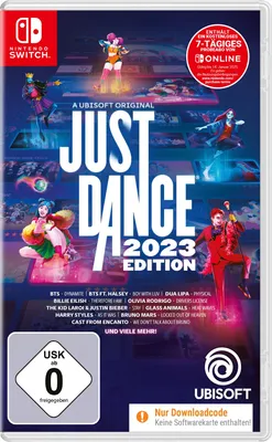 Cover art for the Nintendo Switch game Just Dance 2023 Edition, featuring dancers and game title.