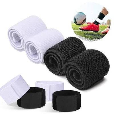 Productafbeelding van Scheenbeschermer Banden - Sport Banden - Voetbal Training - Anti-slip Pasvorm - 8 Stuks - Zwart Wit