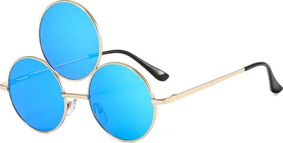 Produktbild von Sonnenbrille, Lustige Sonnenbrille mit Drei Runden Gläsern, Hip Hop UV Schutzbrille Third Eye Sonnenbrille (Eisblau)