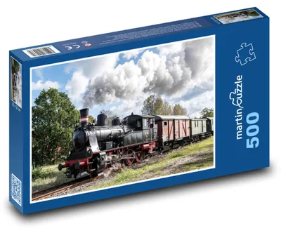Zdjęcie produktu dla Puzzle 500 Historyczna lokomotywa parowa w krajobrazie - martinpuzzle