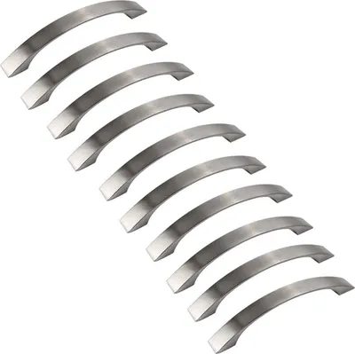 Produktbild von Set mit 10 Küchenschrankgriffen – verchromt – Türgriffe aus gebürstetem Nickel, Küchengriffe aus Edelstahl, 96 mm Lochabstand