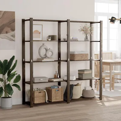 Obrázek produktu pro Úložný regál s 5 policemi černý 170x38x170 cm z masivního borovicového dřeva