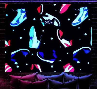 Produktbild von Famanu Sporttapijt Basketball Sneakerdesign - Schwarz, 150 cm x 130 cm