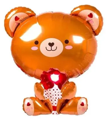Zdjęcie produktu dla Balon foliowy Miś z różą 51x48cm - Godan
