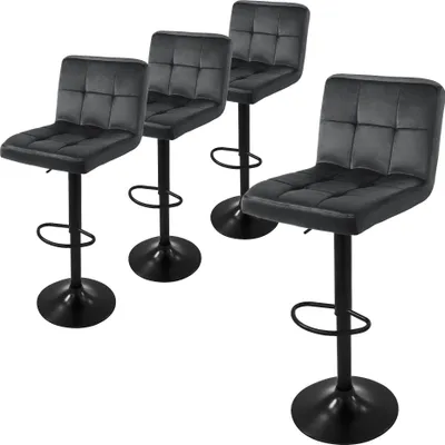 Produktbild von ML-Design 4er Set Barhocker Tresenhocker 360° drehbar, Gepolsterter Barstuhl mit Rückenlehne und Fußstütze, 63-83 cm