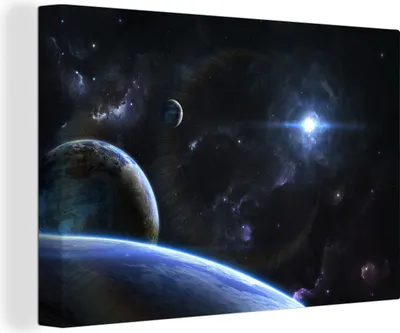 Produktbild von OneMillionCanvasses® - Leinwandbilder - 140x90 cm, Sternplaneten, Wandbilder Kunstdruck Wanddekoration - Foto auf Leinwand - Gemälde auf Holzrahmen