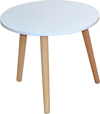 Produktbild von Beistelltisch aus Massivholz MDF weiß/naturfarben ø 45 cm