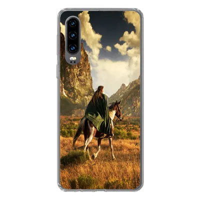 Produktbild von MuchoWow® Handyhülle Schutzhülle Hülle für Huawei P30 Pferd - Reiter - Natur Silikon Softcase Handy Hülle - Kartenbesitzer